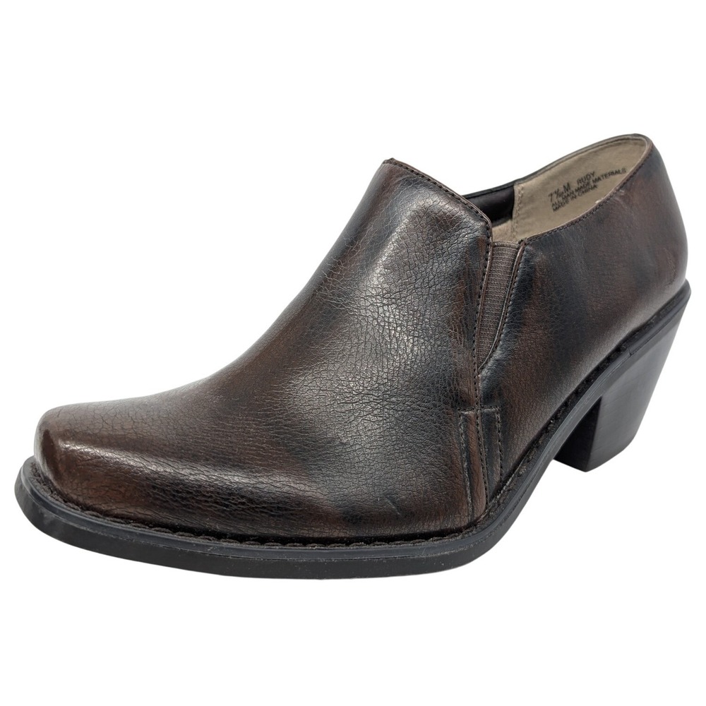 Victoria Spenser Rudy Brown Faux Leather Block Heel Ankle Booties Women's 7.5M